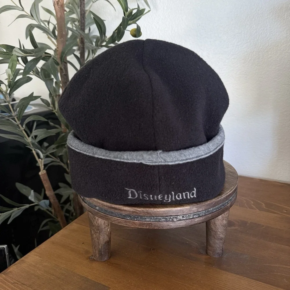 Vintage Disneyland‎ Resort Mickey Mouse Beanie Cap Black Polar Fleece Adult OSFM